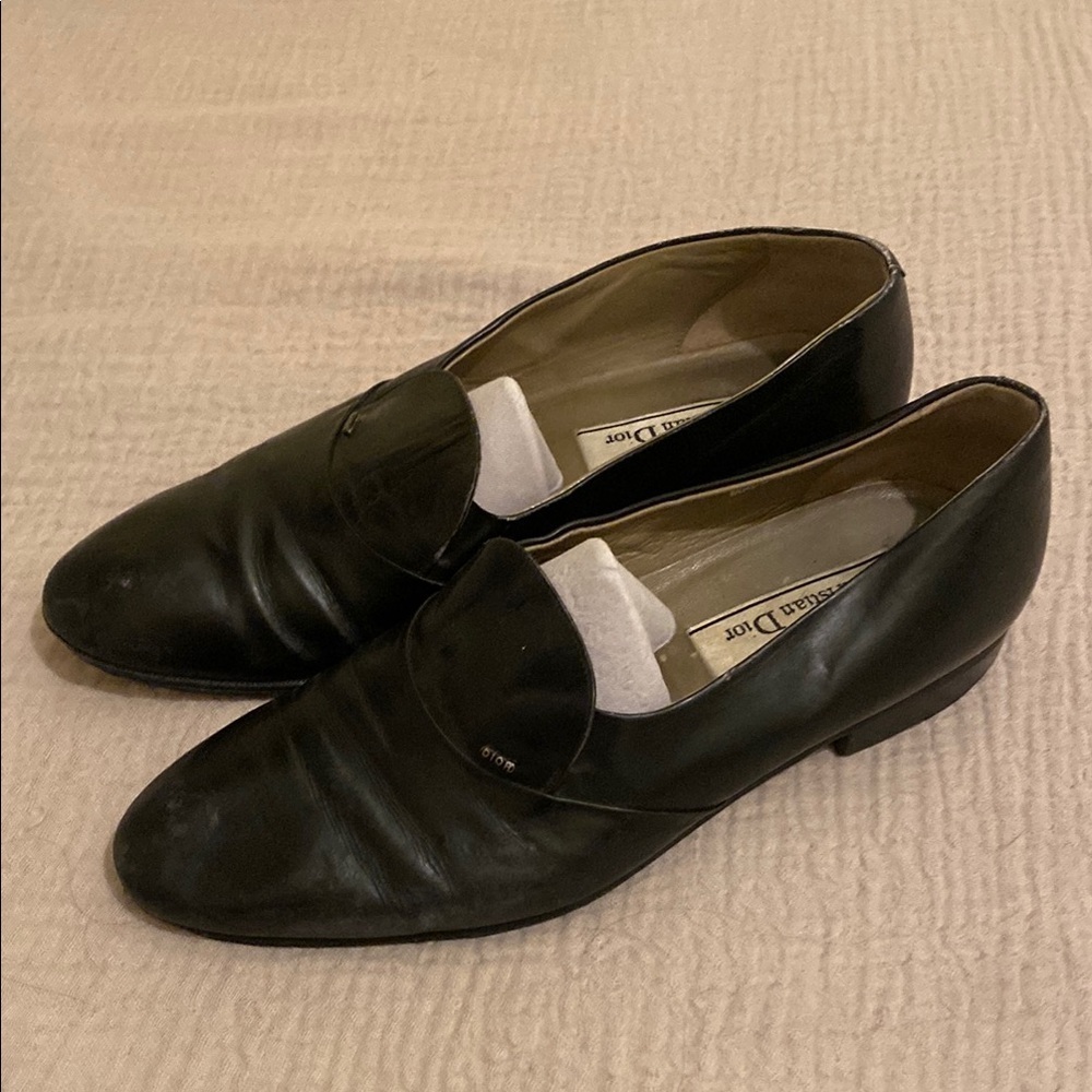 Dior Vintyge Black Moccasins with Textured Leather. Made in Italy. Size 7